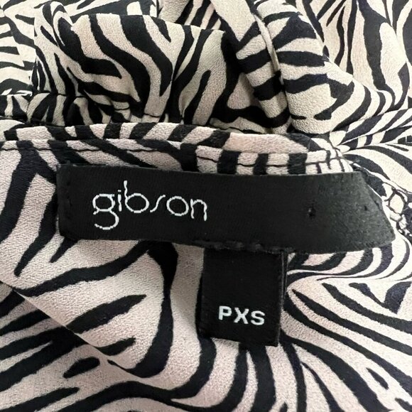 Gibson Womens Jumpsuit Beige/Black Zebra Print Halter Blouson Tie Crepe PXS - Picture 10 of 11